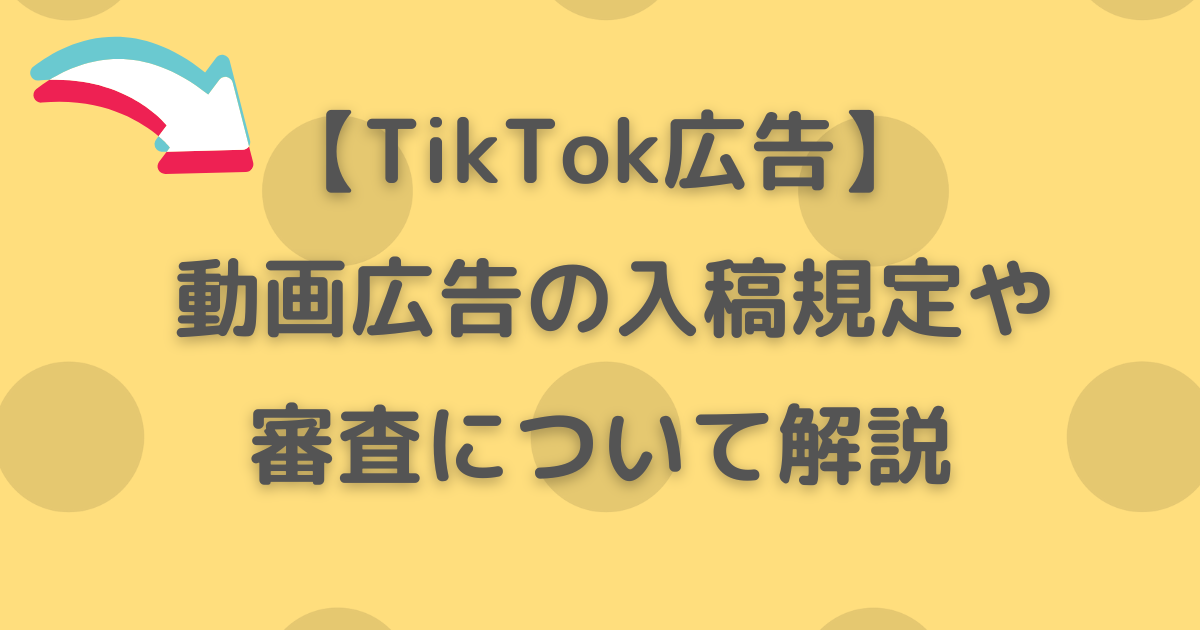 TikTok広告 動画広告　入稿規定　審査