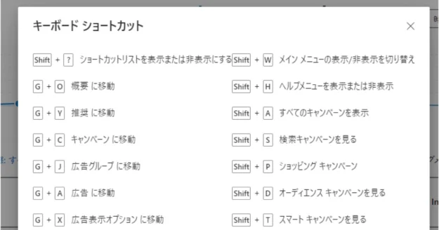 Microsoft広告　ショートカット
